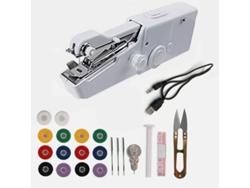 Máquina de coser portátil, herramientas de costura manual con aguja e hilo, ideal para viajes, hogar y principiantes, color blanco Cuich