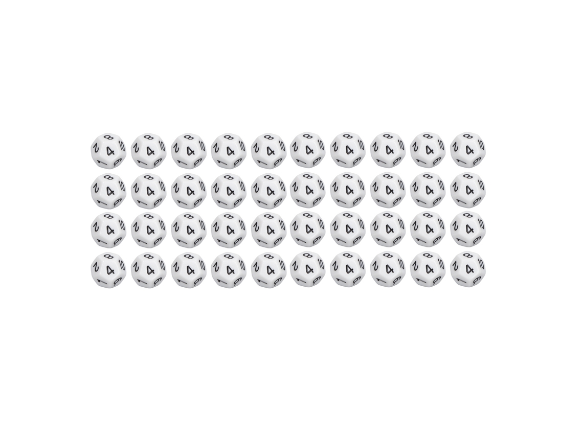 Mali 40 dados poliédricos dodecaédricos para juegos de mesa y fiestas familiares, color blanco.