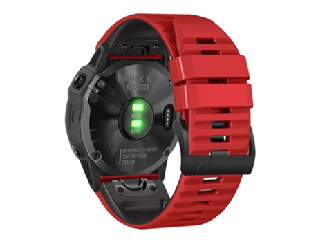 Correa de Silicona rayas horizontales ajustable para Garmin Tactix Delta/Enduro - rojo/negro