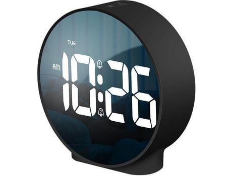 ATTALOS Reloj Despertador Digital Negro Ajustable USB y Pila AAA