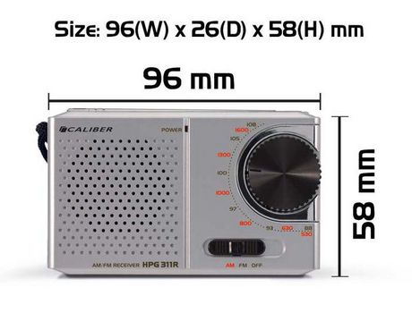 Radio Portátil - Calibre HPG311R - FM AM Mini Pilas 97 x 58 x 25 mm Plata