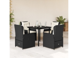 Juego de comedor de jardín de 5 piezas con cojines de mimbre negros de DKD Home Decor