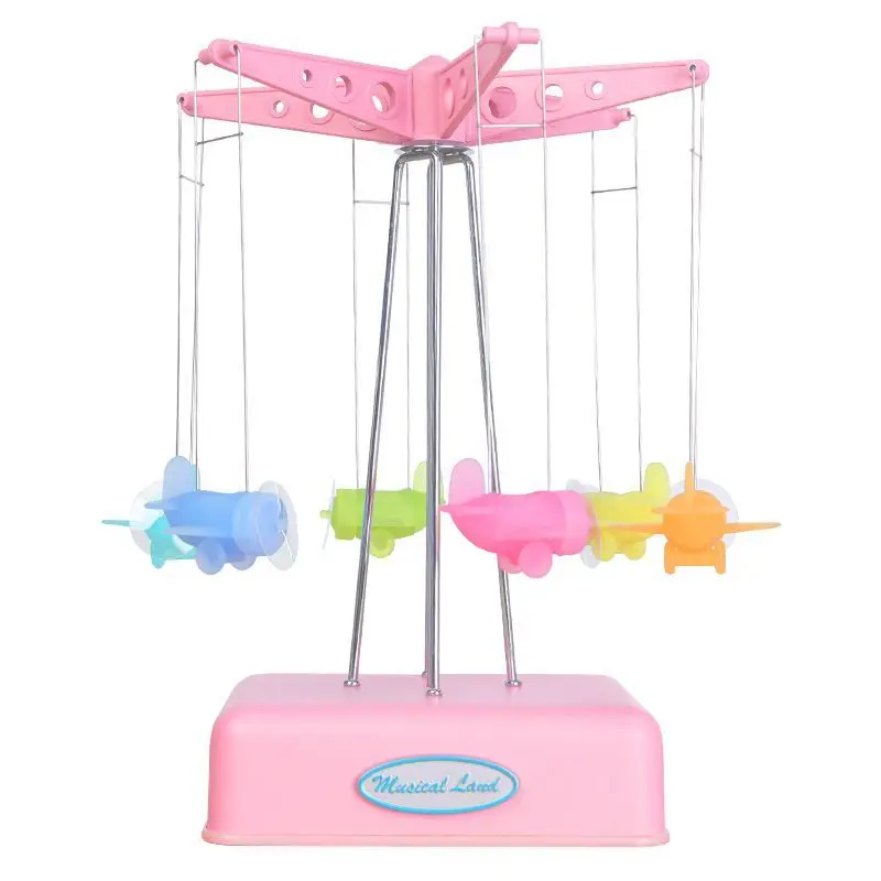 Caja de música acrílica con forma de noria y avión MDUG (rosa)