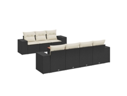 Maison Exclusive - Set De Sofás De Jardín 8 Piezas Y Cojines Ratán Sintético Negro