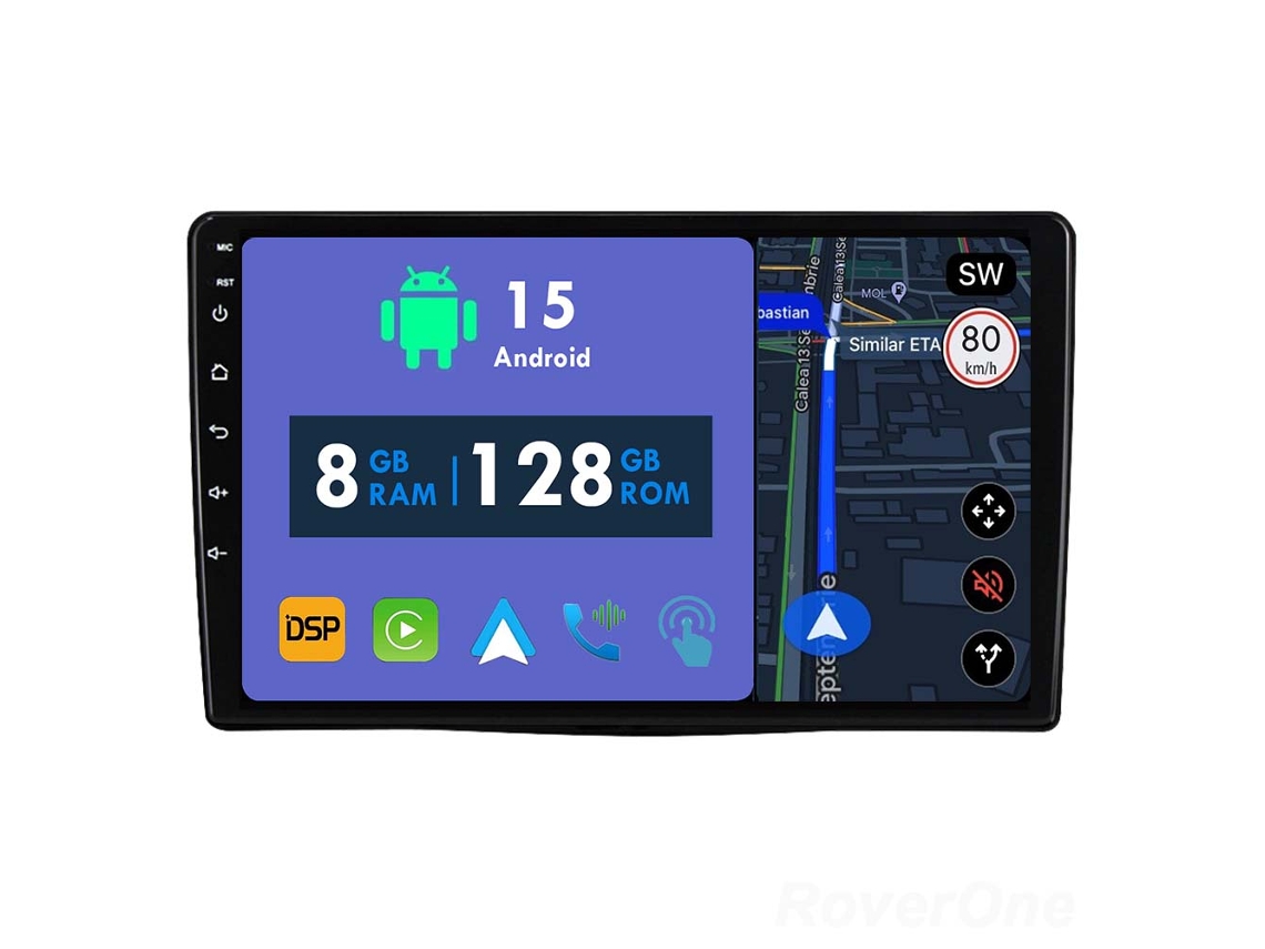 Coche Radio Android Auto Autoradio 8GB RAM 128G ROM CarPlay Navegación GPS Pantalla Táctil RoverOne para Fiat 500L 2012 - 2017 