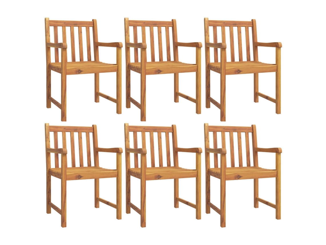 Conjunto de 6 sillas de jardín 56x55,5x90 cm Madera maciza de acacia MAISON EXCLUSIVE