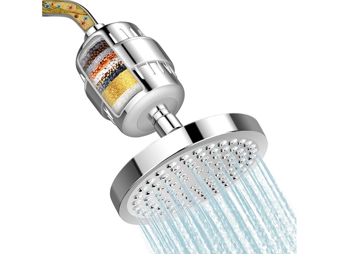 Cabezal de ducha con filtro para agua dura, con filtración de 15 etapas para eliminar el cloro y las sustancias nocivas.