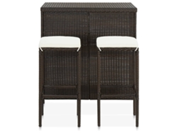 Maison Exclusive - Set Mesa Y Sillas De Bar Jardín 3 Piezas Ratán Sintético Marrón