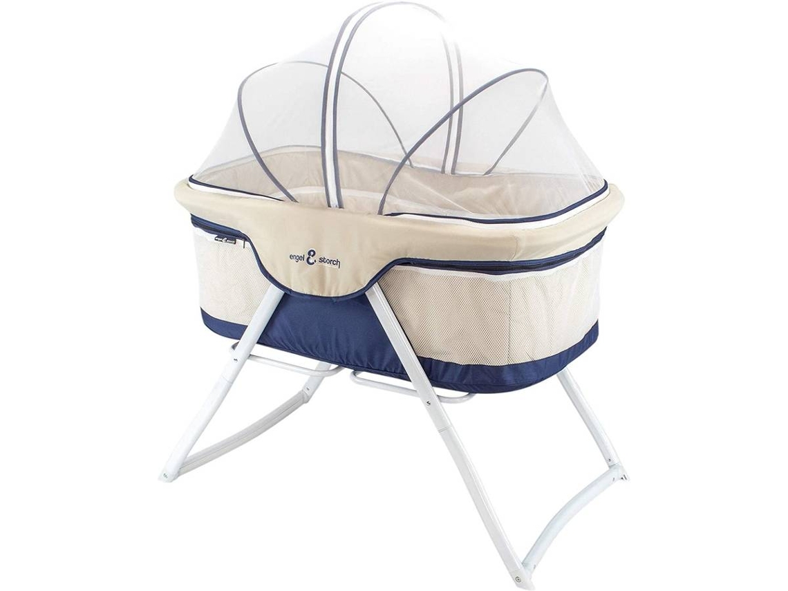 Cuna de Viaje 3 en 1 ENGEL & STORCH Bebito c/ Mosquitera y Plegable (Azul - Algodón - 97x110x58cm - Hasta 15 Kg)