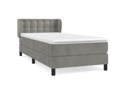 Estructura De Cama Con Muelles/Colchón 90X190 Cm Terciopelo Gris Claro