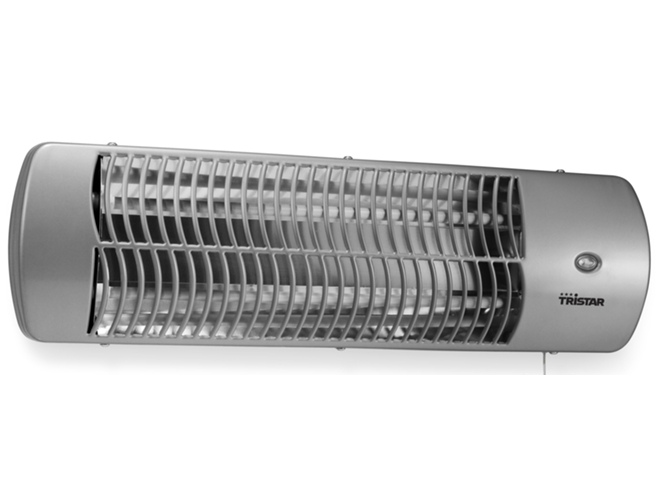 Calefactor Halógeno Tristar ka5010 estufa electrica cuarzo de pared ip24 patio 1200 w radiador infrarrojos baño con montaje color gris