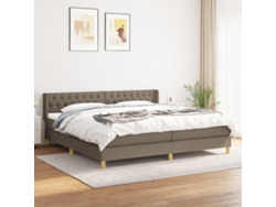 Cama Box Spring Con Colchón Tela Gris Taupe 200x200 Cm