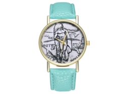 Reloj De Pulsera Unisex Zhoulianfa Con Correa De Cuero Sintético E Ilustración Clásica (menta)