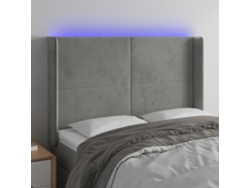 Cabecero Con Led De Terciopelo Gris Claro 147x16x118/128 Cm