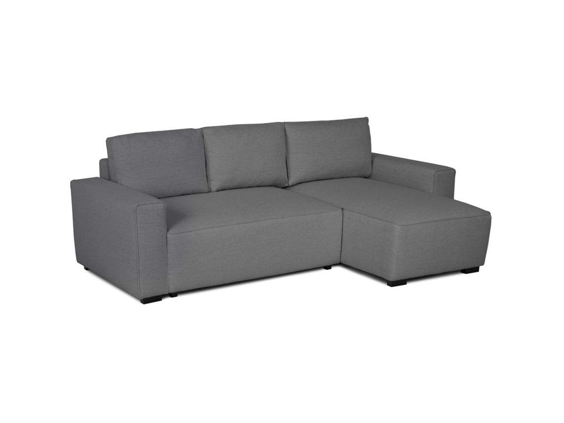 Sofá Cama 3 Plazas BUDWING Jade Gris + Chaise Longue + Almacenamiento Integrado (239 x 157 x 91 cm - Reversible Lado Derecho/Izquierdo)