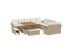 Maison Exclusive - Conjunto De Sofá De Jardín Con Cojín 13 Pcs Beige Y Crema