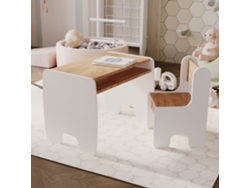 Conjunto de mesa y sillas infantiles TIMI - Roble blanco/dorado