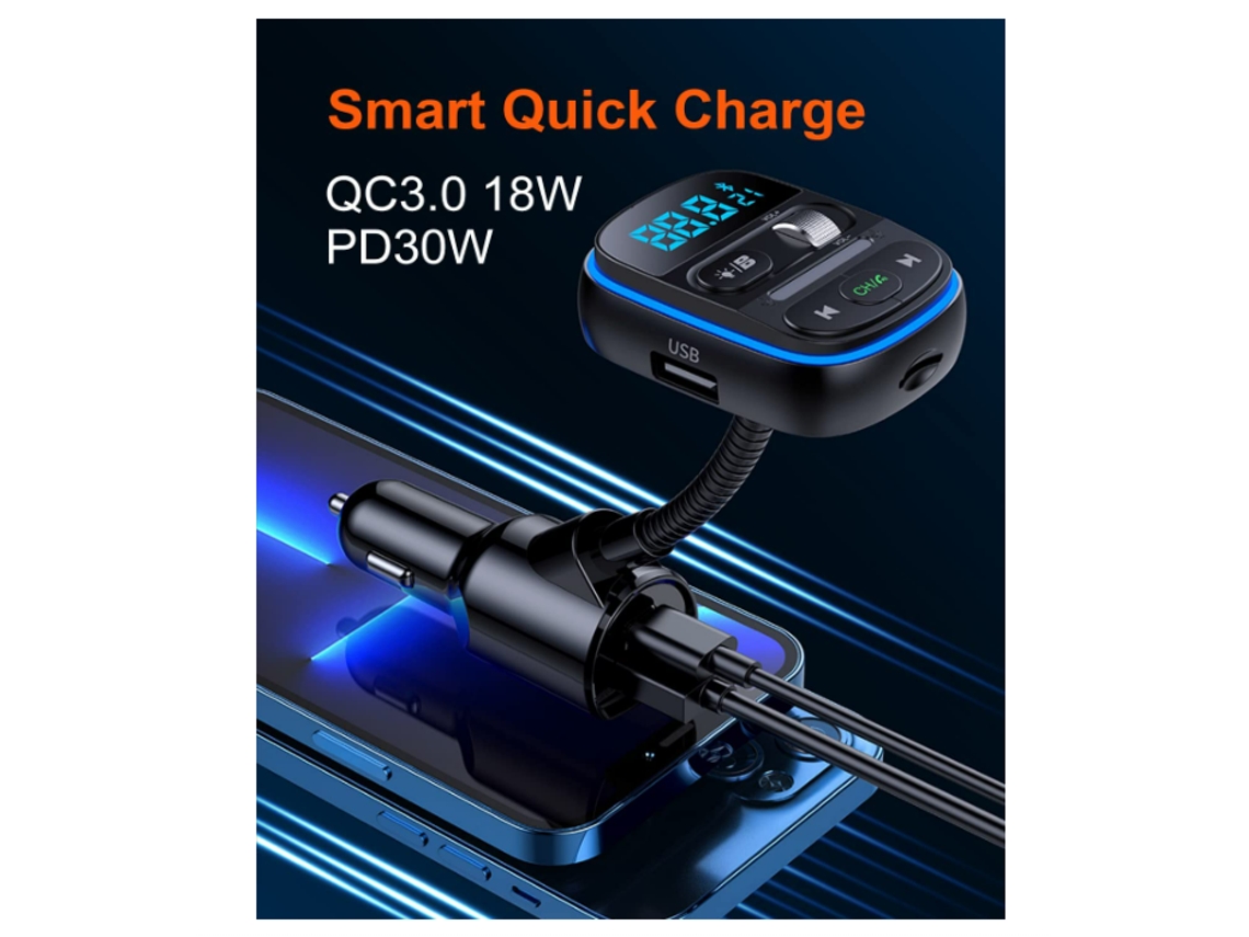 Trasmettitore FM Bluetooth Auto Mohard - Ricarica Rapida 54W, Luci LED, Bluetooth 5.3 - Foto 8