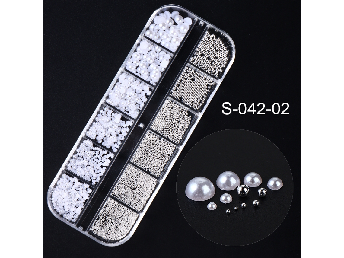 Uñas decoradas en 3D, accesorios para uñas DIY, diseños de verano, adornos para uñas con medias perlas.
