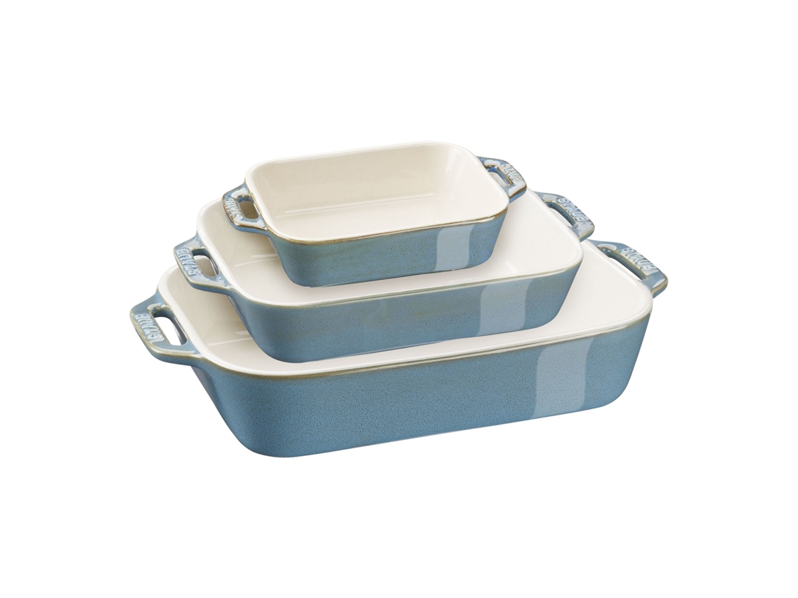 Ceramique Set de bandejas horno S/M/L 3-pzs, Turquesa antiguo STAUB