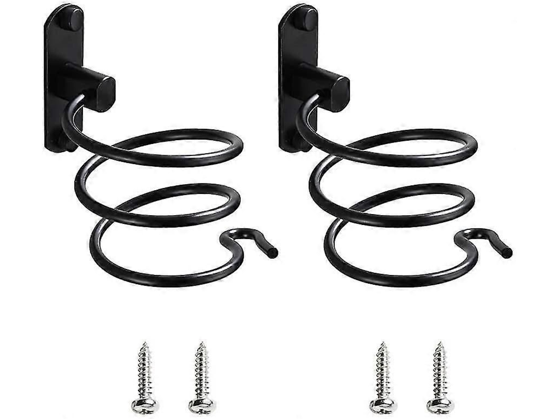 Soporte para secador de pelo, juego de 2 piezas, montaje en pared en espiral negro GOKOCO