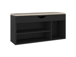 Maison Exclusive - Zapatero Con Cojín Madera Ingeniería Negro 104x30x49 Cm