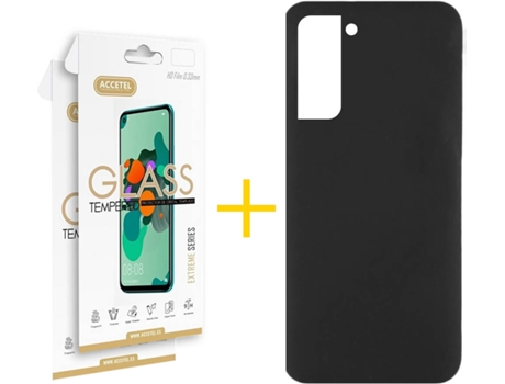 Carcasa + 2 Protectores de Pantalla para Samsung Galaxy S22 Plus 5G ACCETEL Negro
