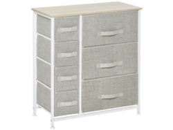 Cómoda de tela de 7 cajones para dormitorio, sala de estar o pasillo (63,5 x 30 x 71 cm) Gris PMM