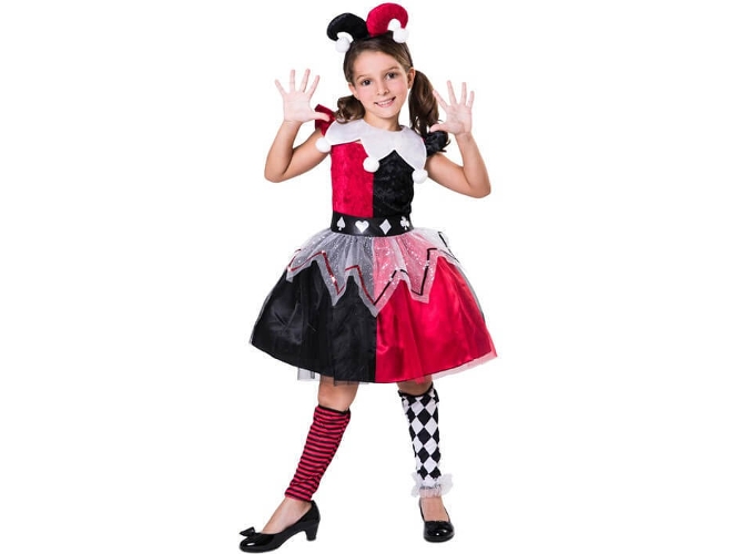 Disfraz de Niña DISFRAZZES Arlequina Rojo Y Negro (Talla: 10 a 12 años)