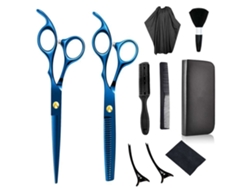 Tijeras para cortar cabello, 10 tijeras para cabello profesionales con tijeras para adelgazar, peine, capa y clip JEDBESETZT