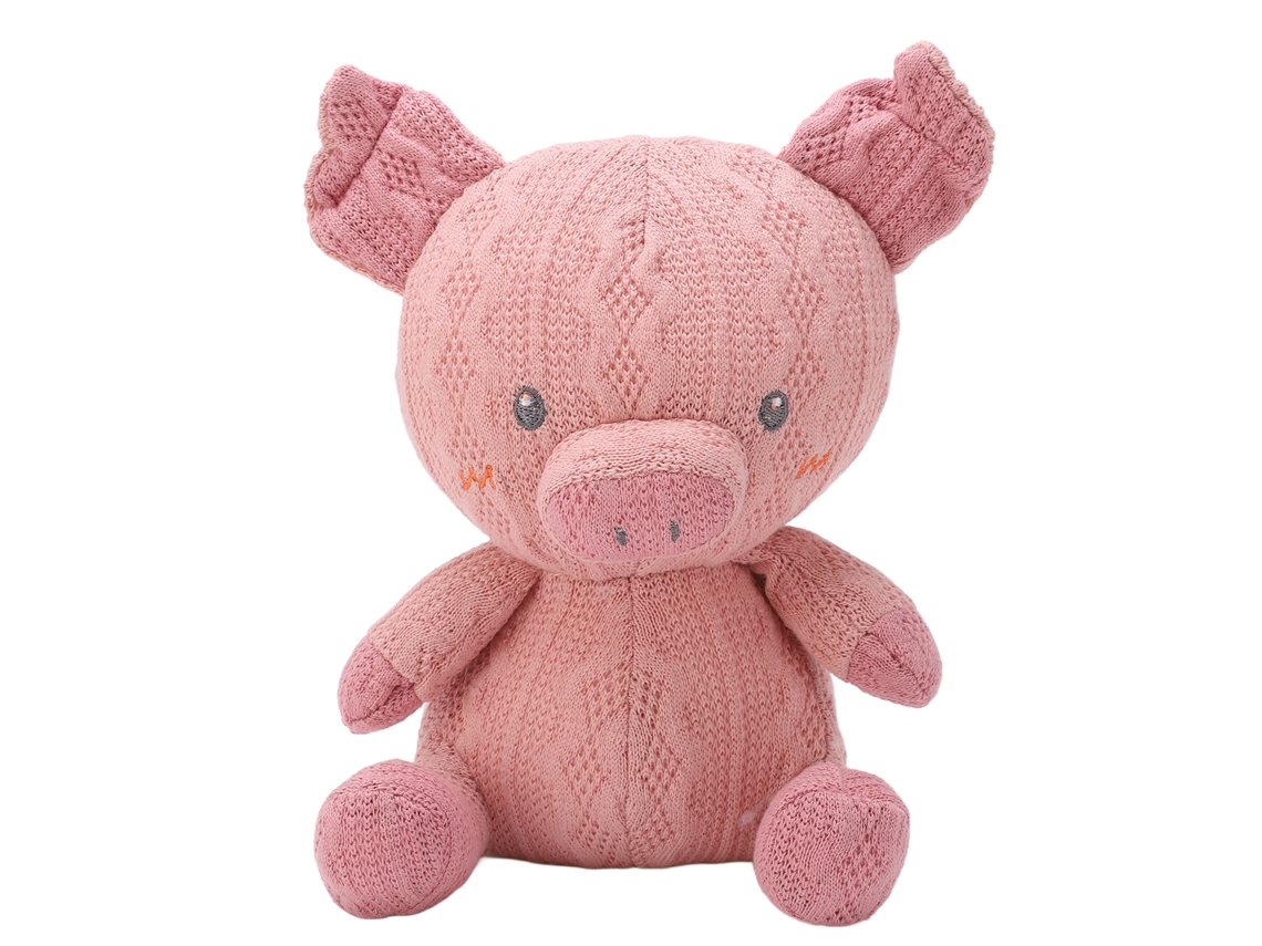 2026-muñeca De Peluche De Animal De Tela Tejida Suave Para Bebés Niñas Adultos Cerdito Rosa