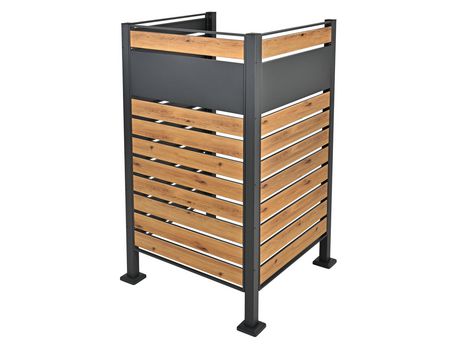 Valla Para 1 Cubo De Basura 91X91X150 Cm Acero Antracita/Madera ML-DESIGN