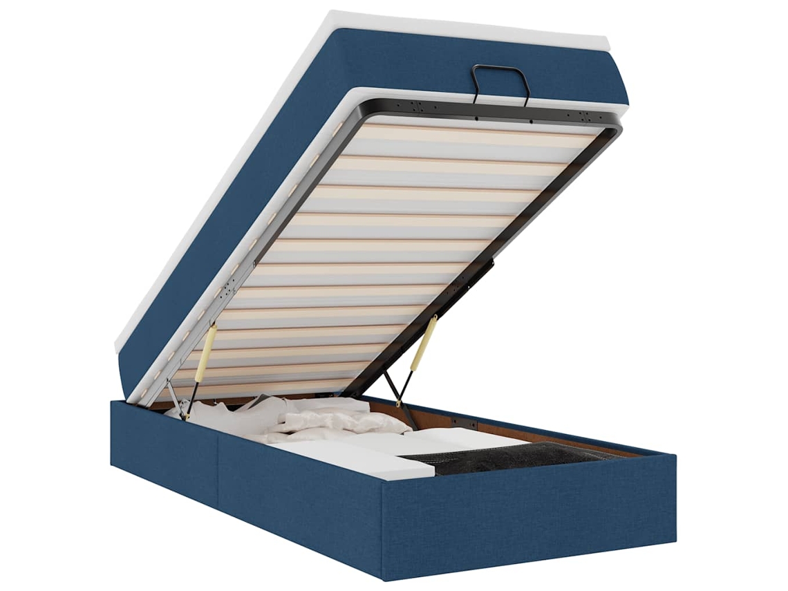Maison Exclusive - Estructura De Cama Otomana Con Colchón Tela Azul 90x190 Cm