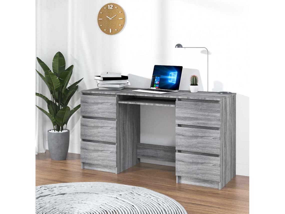 Escritorio | Mesa | Escritorio 140x50x77 cm Derivados de madera Sonoma Gris