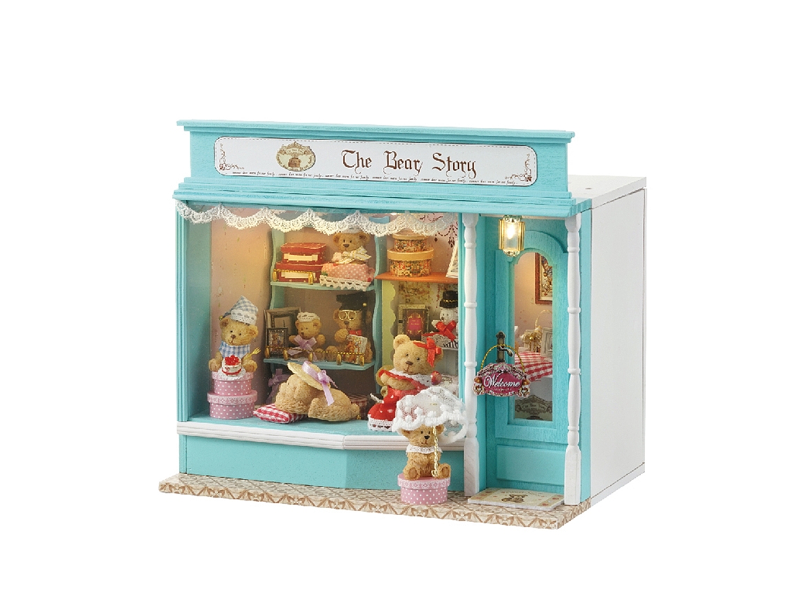 "tienda De Cuentos Del Osito". Modelo 3d Con Puerta Abierta Y Luces Led. Dimensiones: 22 X 15 X 20 Cm.