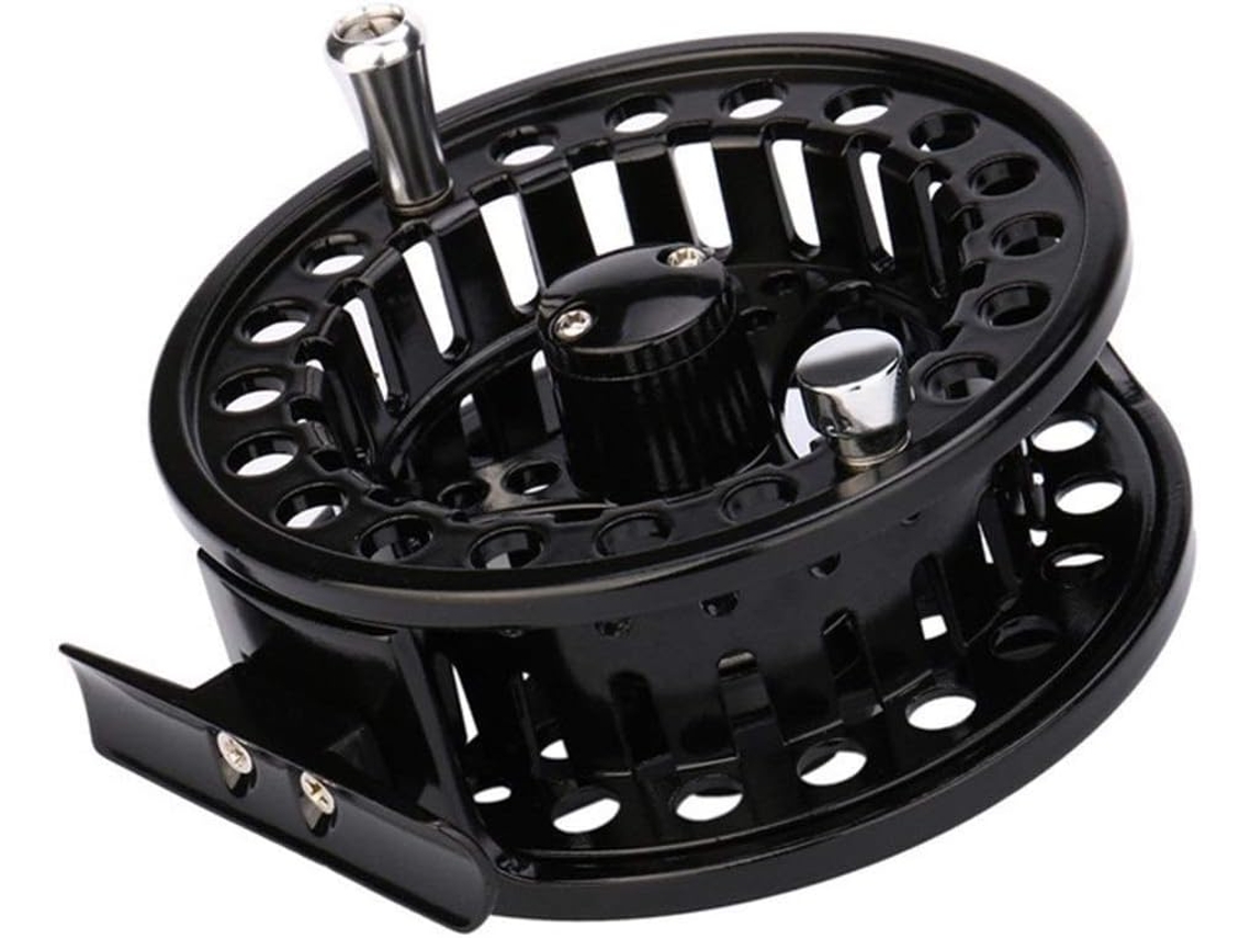 Carrete De Pesca Con Mosca, Grand Arbor Negro Plateado Aluminio Acción Simple, Mosca Grande, Resistente