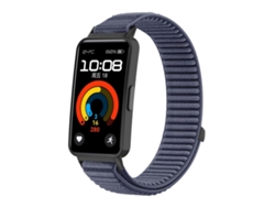 Bracelete Para Huawei Band 10 / 9 / 8 - Nylon Trançado - Fecho De Velcro - Interface Metálica Azul Âncora