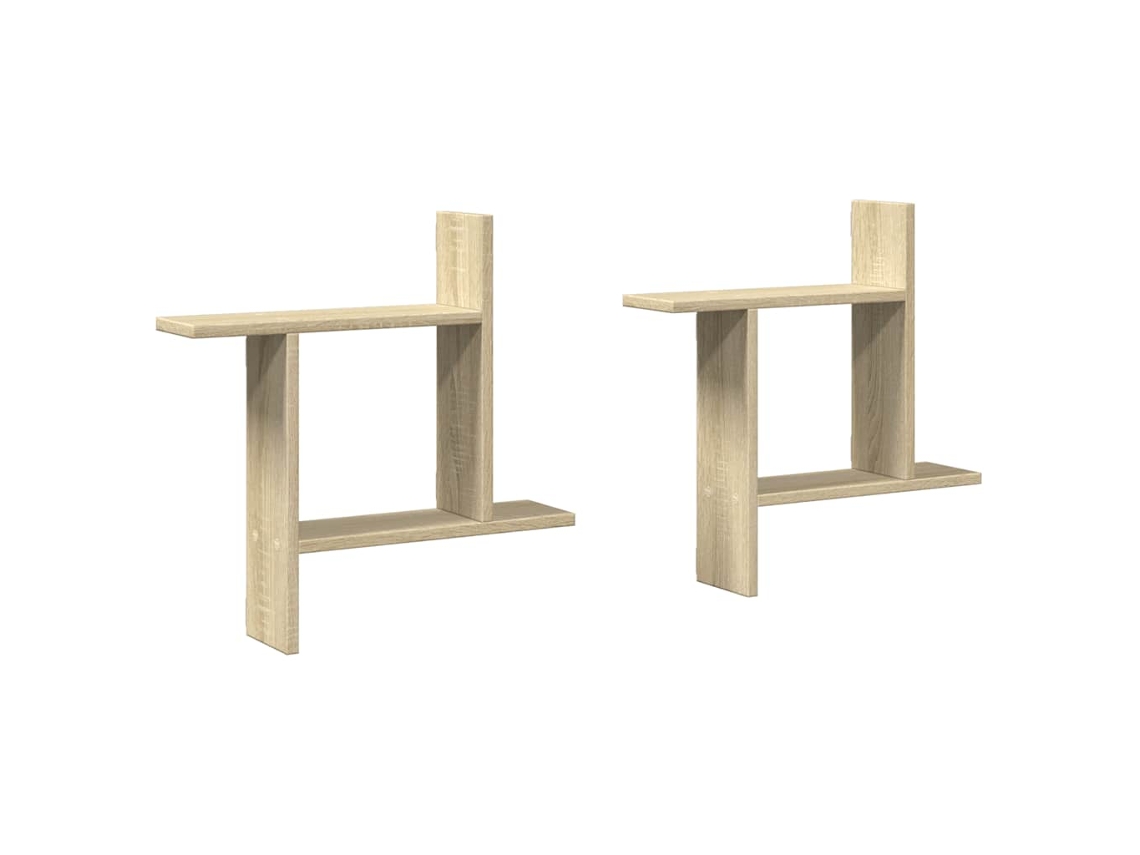 Juego de 2 estantes de pared de madera de roble, Sonoma, EXCLUSIVA MAISON