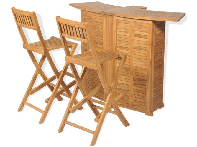 Conjunto 3 Muebles De Jardin VIDAXL Marrón Teca