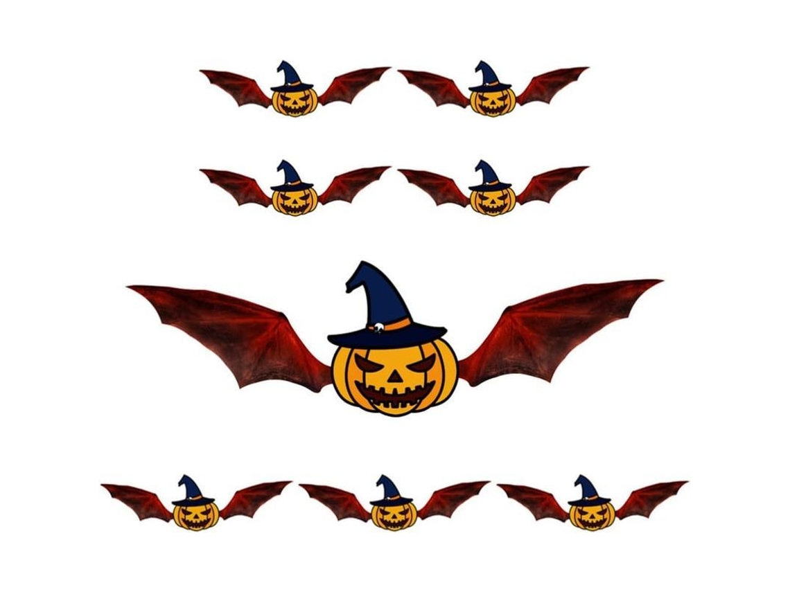 8 Pegatinas De Pared De Calabaza Y Murciélago 3d Para Halloween, Removibles Y Decoración Escalofriante