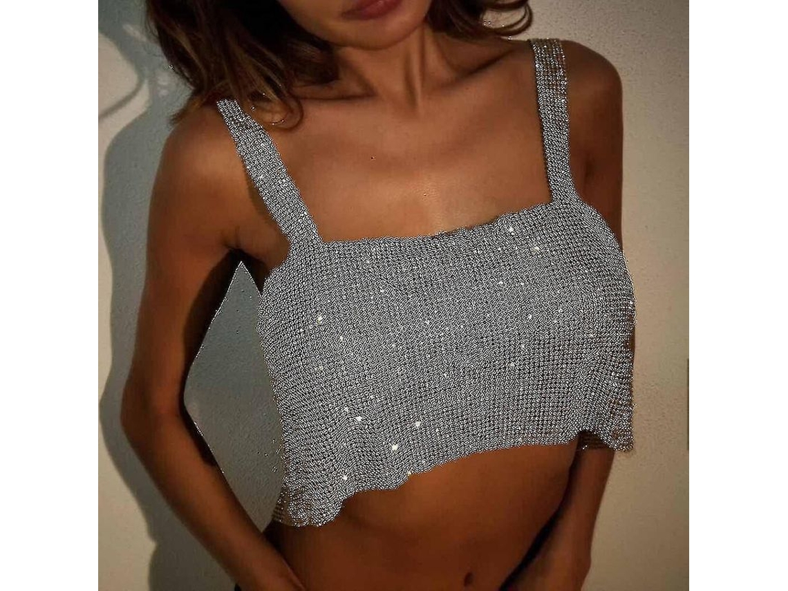 2026-cadena Corporal De Piedras Brillantes Top Crop Seco Para Fiestas Rave Festivales Y Ocasiones Especiales