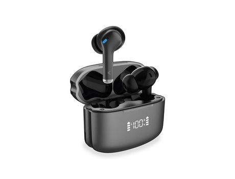 Auriculares inalámbricos KSIX Noise Cancel 3, ANC + ENC, Autonomía 6+12 h, Control táctil, Llamadas, Asistentes de voz, Negro