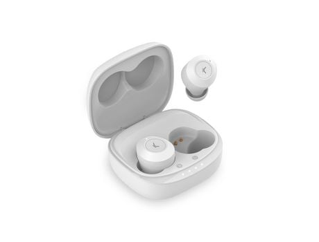 Auriculares inalámbricos KSIX Oblivion, Diseño de botón, Autonomía 4+15 h, Control táctil, Llamadas, Asistentes de voz, Blanco