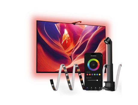 Tiras LED inteligentes para TV KSIX AmbiGlow, Sensor de color, TV 55 a 75, RGB, Modos Escena, App Tuya Smart, 3,5 metros