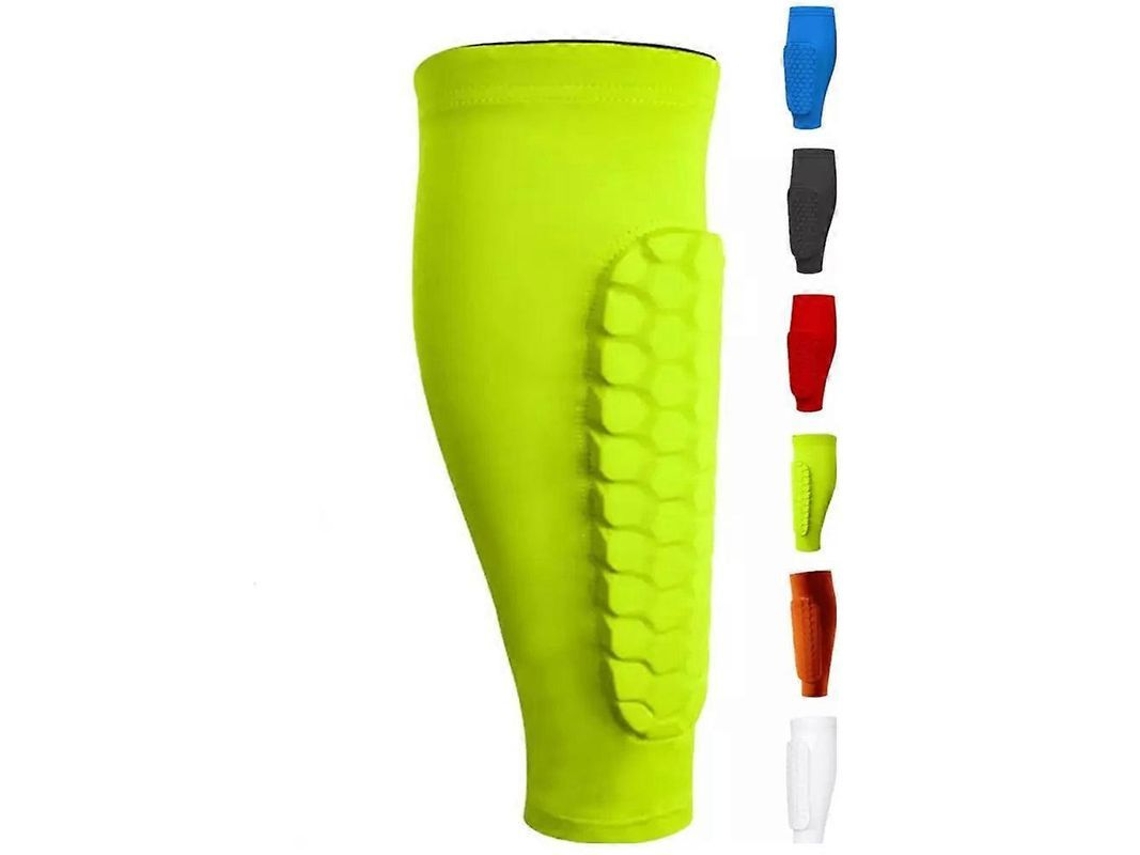 Almohadillas Acanaladas Shin Defender Para Niños Con Compresión De Panal, Color Verde.
