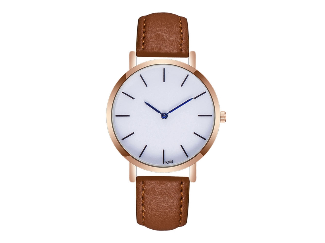 Reloj De Cuarzo Para Hombre Con Correa De Piel Sintética, Diseño Moderno, Manecillas Azules Y Escala En La Esfera.