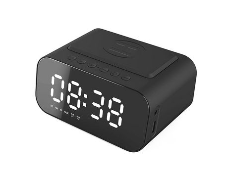 ELKUAIE Reloj despertador digital 3 en 1 con altavoz de carga LED de carga inalámbrica