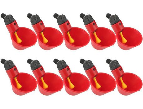 10 bebederos para palomas, cuenco rojo