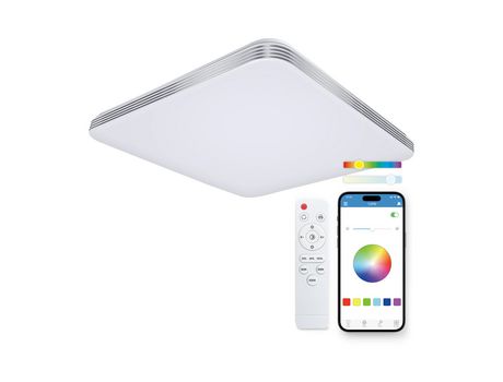 Plafón SmartLED KSIX Twilight, RGBIC + CCT, 47,5 cm, 7.700 lm, 70 W, App iLink, Blanco