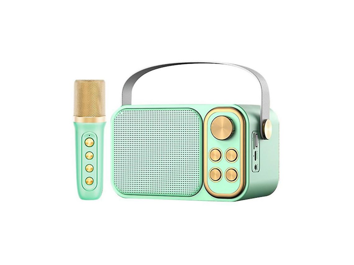 KLACK Altavoz Subwoofer Retro Karaoke con Micrófono con Bluetooth 10W Verde